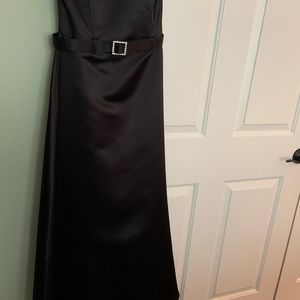 Formal long black satin dress